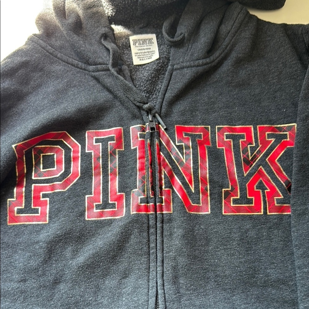 PINK Victoria's Secret Gray and Red Zip-Up Jacket - Picture 3 of 3